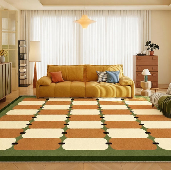 Abstract Modern Rugs for Bedroom, Contemporary Modern Rugs for Living Room, Geometric Area Rugs for Bedroom, Colorful Modern Rugs-LargePaintingArt.com