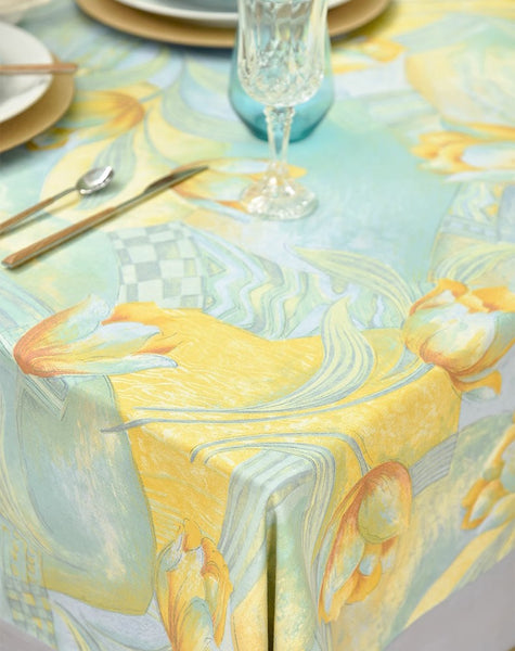 Country Farmhouse Tablecloth, Extra Large Rectangle Tablecloth for Dining Room Table, Tulip Flowers Rustic Table Covers for Kitchen, Square Tablecloth for Round Table-LargePaintingArt.com