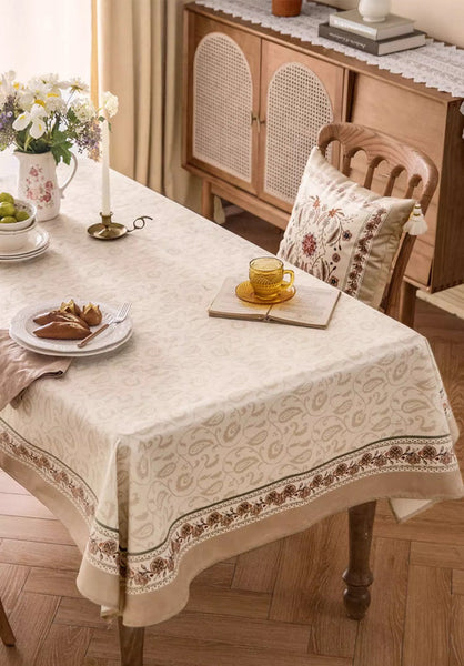 Kitchen Table Cover, Flower Tablecloth for Round Table, Elegant Table Cover for Dining Room Table, Modern Rectangle Tablecloth for Oval Table-LargePaintingArt.com