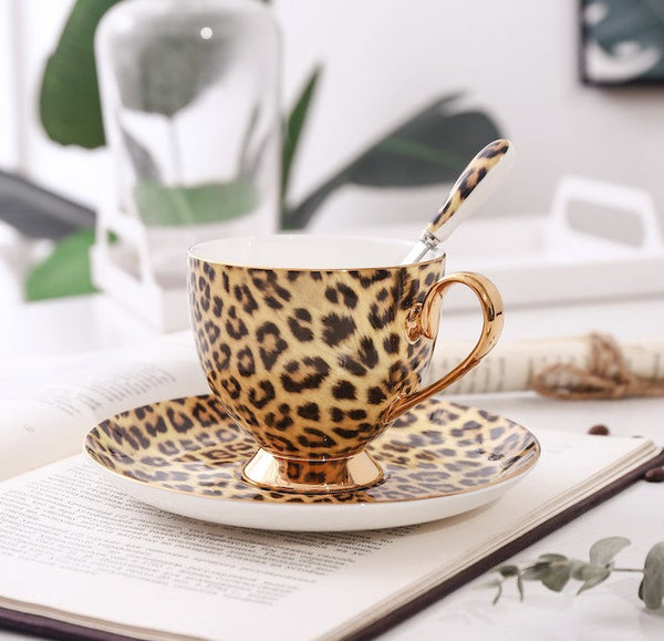 Unique Ceramic Coffee Cups and Saucers, Creative Ceramic Coffee Cups, Beautiful British Tea Cups, Creative Bone China Porcelain Tea Cup Set-LargePaintingArt.com