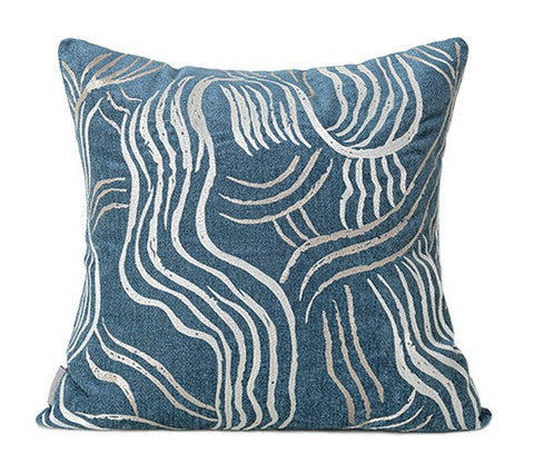 Blue Modern Sofa Pillow, Modern Throw Pillows, Modern Throw Pillow for Couch, Blue Decorative Pillow, Throw Pillow for Living Room-LargePaintingArt.com