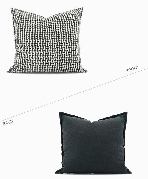Chequer Modern Sofa Pillows, Large Black and White Decorative Throw Pillows, Contemporary Square Modern Throw Pillows for Couch, Abstract Throw Pillow for Interior Design-LargePaintingArt.com