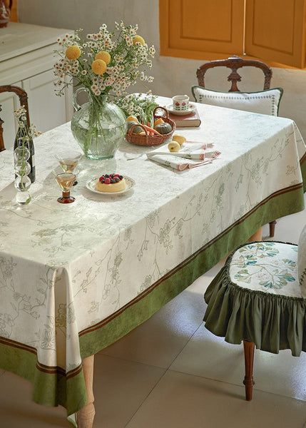 Spring Green Flower Table Covers, Large Modern Rectangle Tablecloth for Dining Table for Round Table, Farmhouse Table Cloth for Oval Table, Square Tablecloth for Kitchen-LargePaintingArt.com