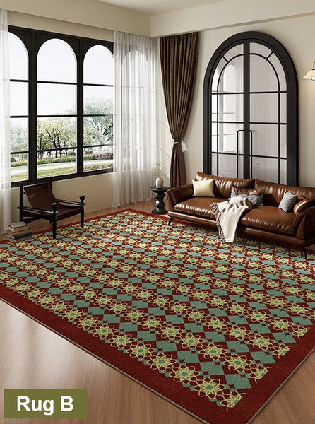 Minimalist Modern Rugs for Bedroom, Colorful Absract Rugs for Living Room, Mid Century Modern Rugs, Colorful Geometric Rugs for Dining Room-LargePaintingArt.com
