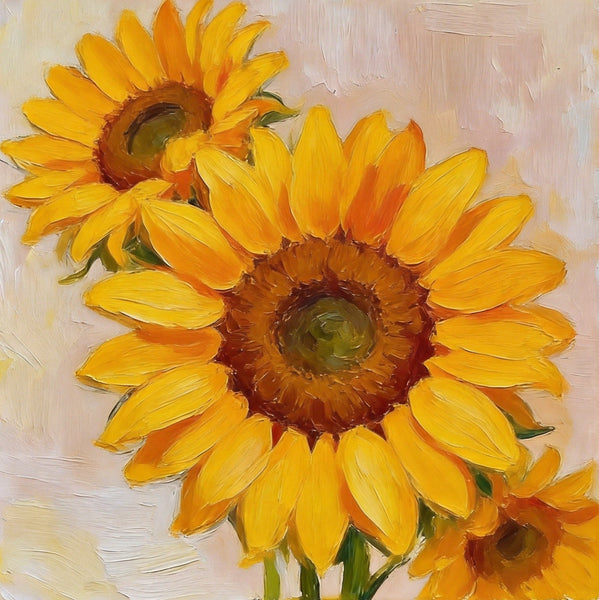 Sunflowers in Full Bloom, Still Life Painting, Hand Painted Canvas Art, Original Flower Paintings, Buy Small Paintings Online, Small Canvas Artwork-LargePaintingArt.com