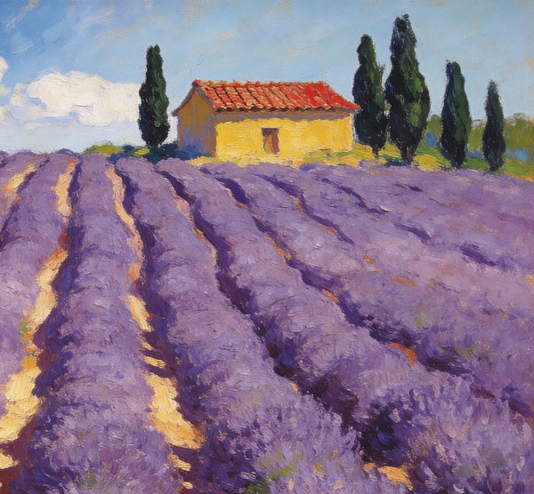 Lavender Field in Provence, Original Oil Paintings, Small Landscape Paintings, Small Oil Paintings on Canvas, Small Canvas Paintings, Hand Painted Canvas Art, Simple Painting Ideas-LargePaintingArt.com