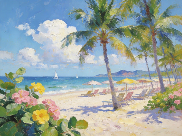 Small Wall Paintings, Florida Beach in Spring, Simple Painting Ideas, Landscape Canvas Paintings, On Canvas Small Paintings, Hand Painted Wall Art-LargePaintingArt.com