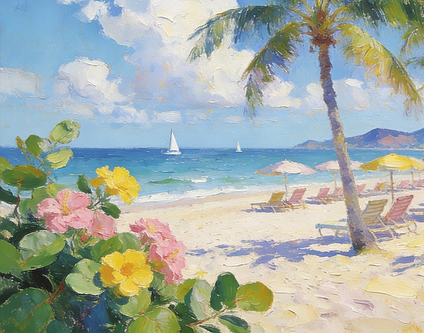 Small Wall Paintings, Florida Beach in Spring, Simple Painting Ideas, Landscape Canvas Paintings, On Canvas Small Paintings, Hand Painted Wall Art-LargePaintingArt.com