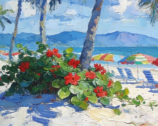 Florida Beach Vacation, Seashore Sail Boat Painting, Original Small Paintings on Canvas, Small Paintings on Canvas, Hand Painted Canvas Art, Small Landscape Paintings-LargePaintingArt.com