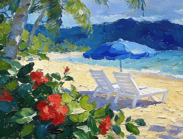 Small Oil Paintings on Canvas, Florida Beach Vacation, Landscape Canvas Paintings, Palette Knife Artwork, Hand Painted Canvas Art, Original Oil Paintings-LargePaintingArt.com