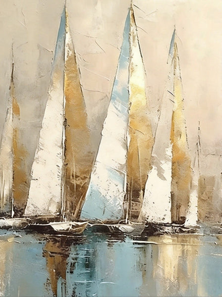 Original Abstract Paintings, Hand Painted Canvas Art, Abstract Sail Boats Painting, Original Small Paintings, Buy Small Art Online-LargePaintingArt.com