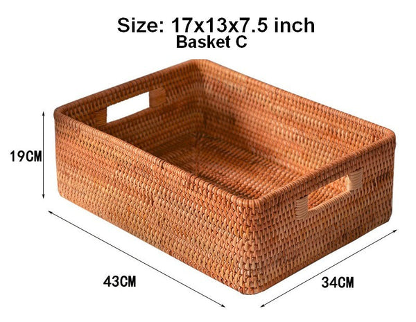 Laundry Storage Baskets, Rattan Storage Baskets for Kitchen, Storage Basket for Shelves, Kitchen Storage Basket, Storage Baskets for Bathroom-LargePaintingArt.com