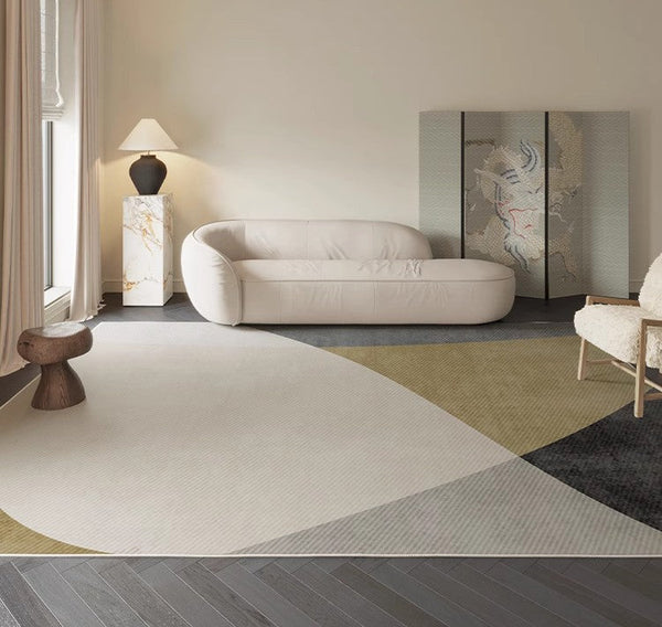 Modern Area Rugs for Living Room, Abstract Contemporary Modern Rugs, Geometric Area Rugs for Bedroom, Dining Room Floor Carpet Placement Ideas-LargePaintingArt.com