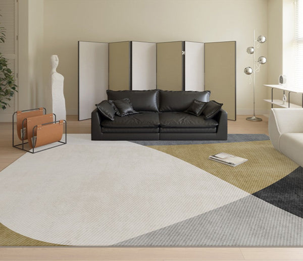 Modern Area Rugs for Living Room, Abstract Contemporary Modern Rugs, Geometric Area Rugs for Bedroom, Dining Room Floor Carpet Placement Ideas-LargePaintingArt.com