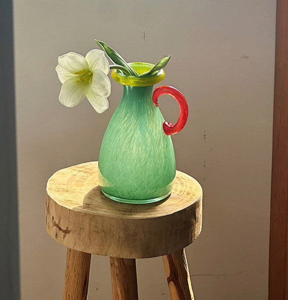 Cute Handmade Glass Bud Vases, Decorative Flower Vases, Flower Vases on Table, Small Flower Vase, Modern Glass Flower Vases-LargePaintingArt.com