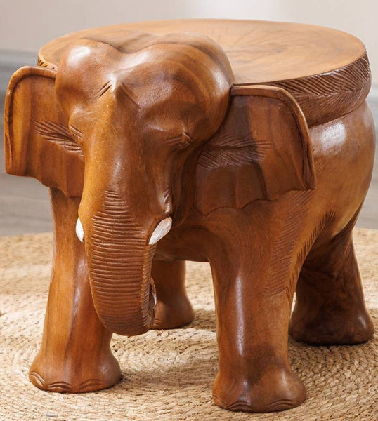 Dining Table Stool, Handmade Solid Wood low Stool, Elephant Wooden Stool, Elephant Sofa Stool, Creative Shoe-changing Stool-LargePaintingArt.com