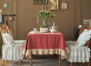 Red Modern Table Cloth, Ramie Tablecloth for Home Decoration, Square Tablecloth for Round Table, Extra Large Rectangle Tablecloth for Dining Room Table-LargePaintingArt.com