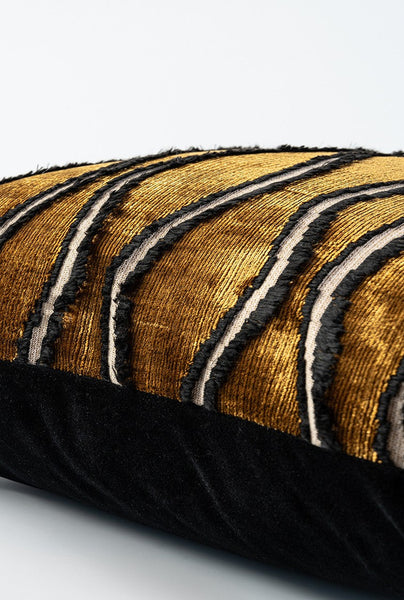 Golden Contemporary Pillows, Abstract Decorative Throw Pillows, Square Modern Throw Pillows for Couch, Large Simple Throw Pillow for Interior Design-LargePaintingArt.com