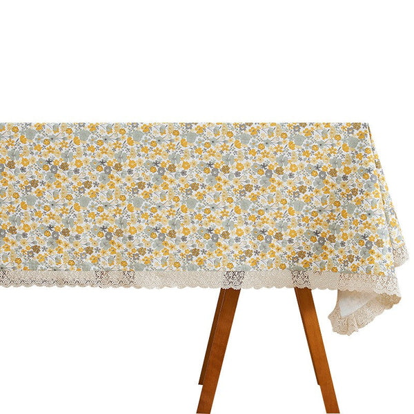 Dining Room Flower Table Cloths, Cotton Rectangular Table Covers for Kitchen, Farmhouse Table Cloth, Wedding Tablecloth, Square Tablecloth for Round Table-LargePaintingArt.com