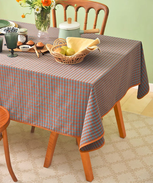 Cotton Chequer Rectangular Tablecloth for Kitchen, Rectangle Table Covers for Dining Room Table, Square Tablecloth for Coffee Table, Farmhouse Table Cloth-LargePaintingArt.com