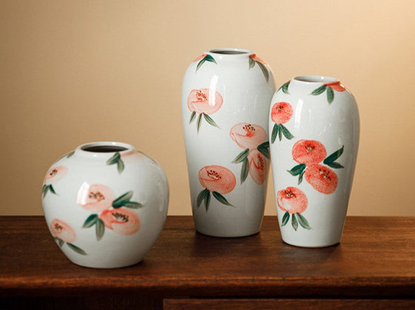 Porcelain Flower Vases, Handmade Water Holding Flower Vases, Modern Flower Vase Centerpiece on Table, Ceramic Bouquet Vases-LargePaintingArt.com