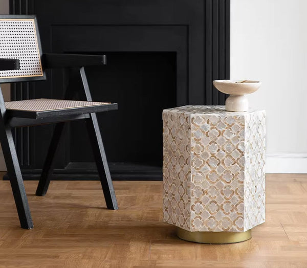 Portable Casual Side Table, Creative Coffee Table, Contemporary Small Sofa Side Table, Shell Small Side Table, Unique Small End Table-LargePaintingArt.com