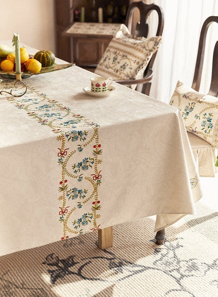 Spring Flower Table Covers for Round Table, Large Modern Rectangle Tablecloth for Dining Table, Farmhouse Table Cloth for Oval Table, Square Tablecloth for Kitchen-LargePaintingArt.com