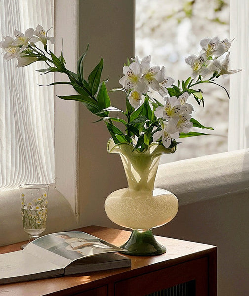 Bouquet Flower Vase, Vintage Glass Flower Vases, Water Holding Flower Vases, Glass Bud Vases, Handmade Flower Vases on Table-LargePaintingArt.com