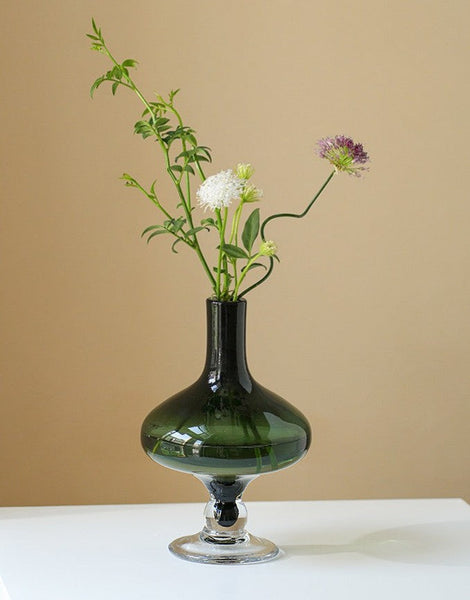 Modern Glass Vase for Flowers, Decorative Glass Vase, Mid Century Glass Vases, Handmade Modern Vases for Bedroom, Centerpiece Contemporary Vases on Table-LargePaintingArt.com