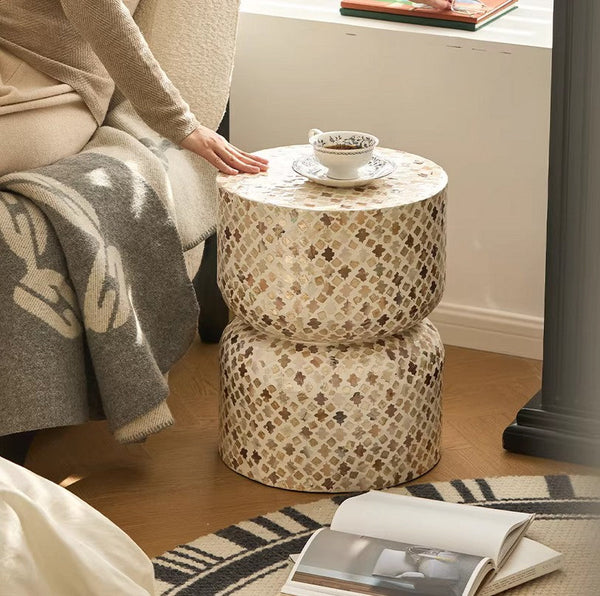 Elegant Small End Table, Modern Side Table, Contemporary Bedside Table, Bedside Small Side Table, Creative Coffee Table, Contemporary Side Table, Portable Casual Side Table, Shell Small Sofa Side Table-LargePaintingArt.com