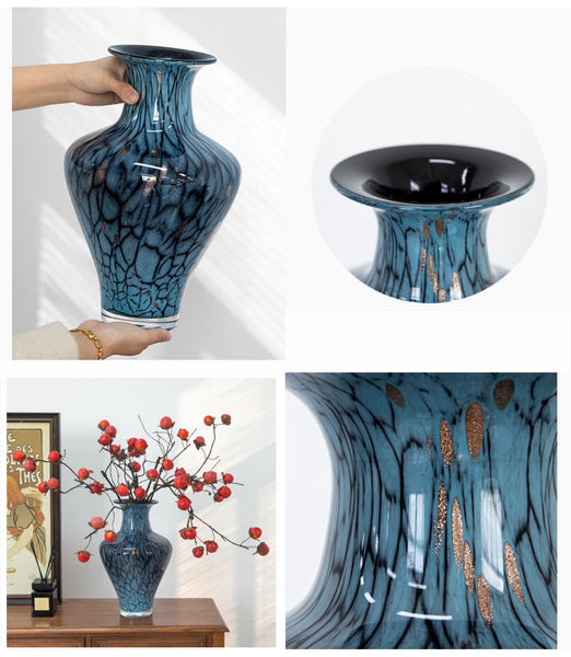 Handmade Liuli Vases, Centerpiece Vases on Table, Colored Glaze Vase for Modern Home Decor, Glass Bud Vases, Bouquet Flower Vase-LargePaintingArt.com
