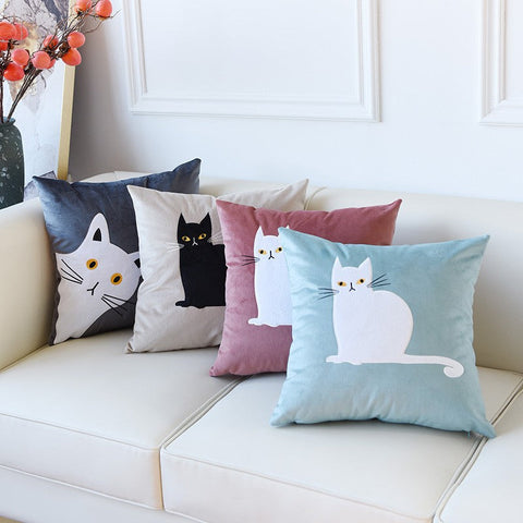 Cat Decorative Throw Pillows for Couch, Modern Sofa Decorative Pillows, Lovely Cat Pillow Covers for Kid's Room, Modern Decorative Throw Pillows-LargePaintingArt.com