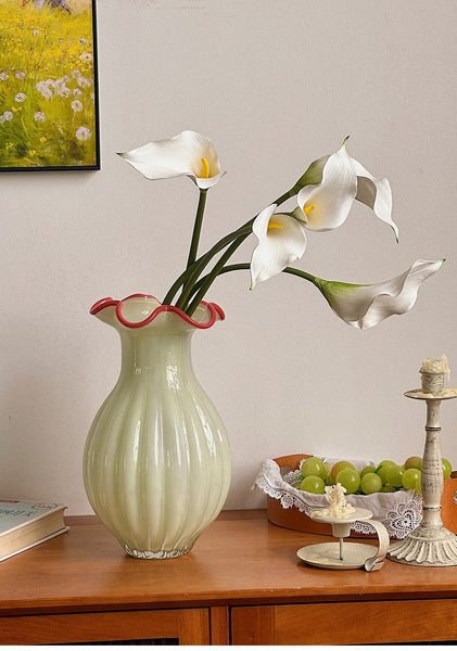 French Vintage Glass Flower Vases, Glass Bud Vases, Flower Vases on Table, Handmade Water Holding Flower Vases-LargePaintingArt.com