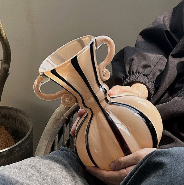 Modern Glass Flower Vases, Glass Flower Vases, Handmade Glass Bud Vases, Water Holding Flower Vases, Flower Vases on Table-LargePaintingArt.com