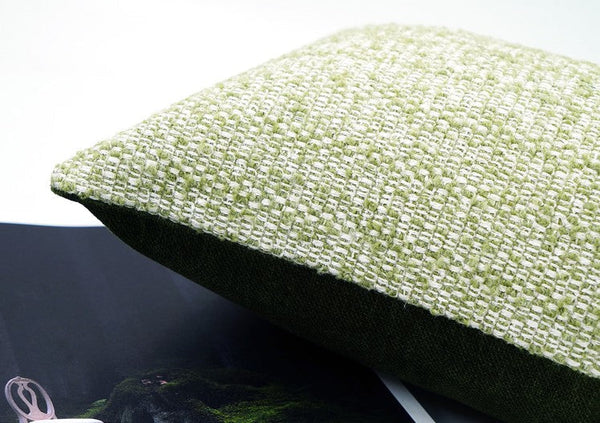 Green White Modern Sofa Pillows, Large Square Modern Throw Pillows for Couch, Simple Throw Pillow for Interior Design, Large Decorative Throw Pillows-LargePaintingArt.com