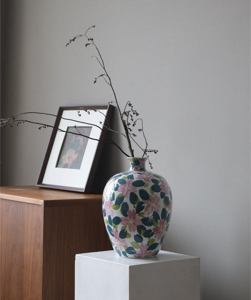 Unique Handmade Modern Flower Vase, Large Porcelain Vases for Modern Home Decor, Centerpiece Ceramic Bouquet Vases, Contemporary Vases on Dining Table-LargePaintingArt.com