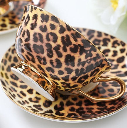 Creative Porcelain Tea Cup Saucer Set, Modern Ceramic Cups, 7.8 oz Ceramic Coffee Cups, Unique Tea Cup and Saucer in Gift Box-LargePaintingArt.com