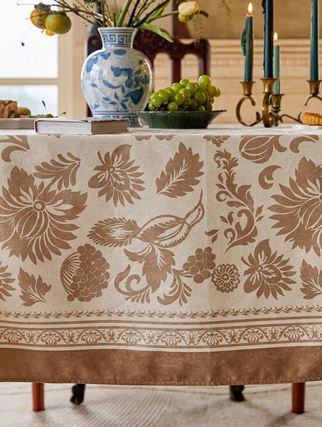 Large Modern Rectangle Tablecloth for Dining Table, Flower Pattern Table Covers for Round Table, Farmhouse Table Cloth for Oval Table, Square Tablecloth for Kitchen-LargePaintingArt.com