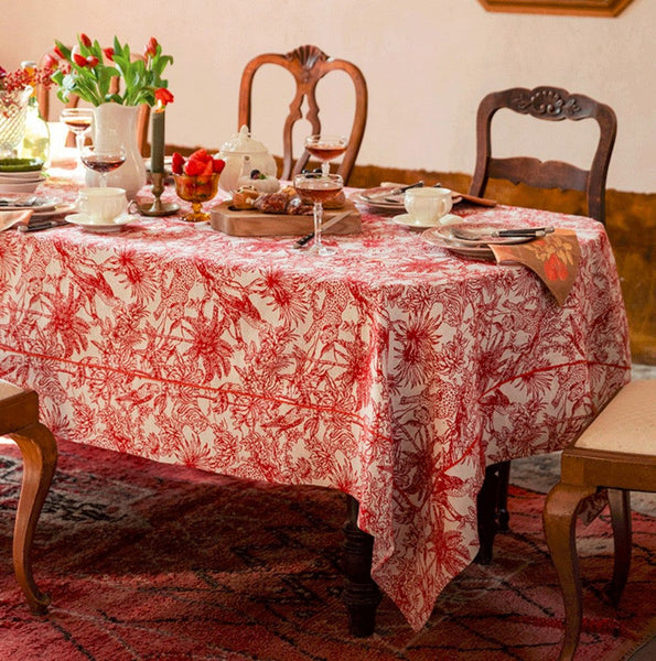 Modern Rectangle Tablecloth for Dining Room Table, Jungle Animals Leopard Parrot Pattern Tablecloth for Home Decoration, Large Square Tablecloth, Christmas Tablecloth-LargePaintingArt.com
