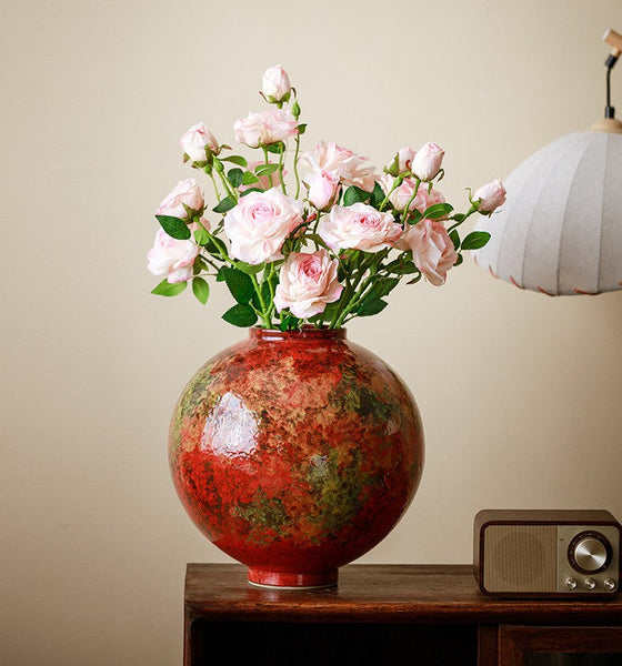 Large Pottery Flower Vases, Handmade Water Holding Flower Vases, Modern Bouquet Flower Vases, Centerpiece on Dining Table, Flower Vase on Table-LargePaintingArt.com