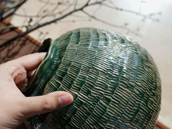 Large Contemporary Vases on Dining Table, Handmade Modern Flower Vase, Centerpiece Ceramic Bouquet Vases, Green Porcelain Vases for Modern Home Decor-LargePaintingArt.com
