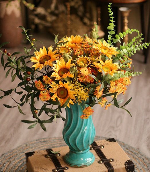 Large Bunch of Yellow Sunflowers, Unique Floral Arrangement for Home Decoration, Table Centerpiece, Real Touch Artificial Flowers for Living Room-LargePaintingArt.com