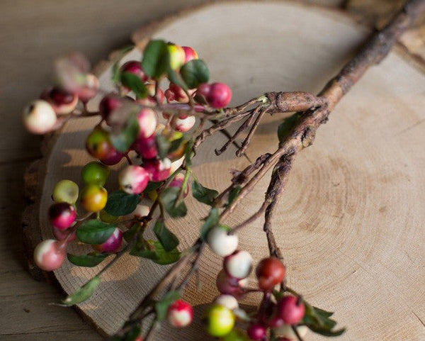 Cranberry Fruit Branch, Flower Arrangement Ideas for Living Room, Unique Artificial Flowers for Home Decoration, Spring Artificial Floral for Bedroom-LargePaintingArt.com