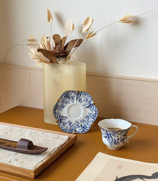 French Style China Porcelain Tea Cup Saucer Set, 7.8 oz Tea Cup and Saucers, Royal Ceramic Cups, Elegant Vintage Ceramic Coffee Cups for Traditional Afternoon Tea-LargePaintingArt.com