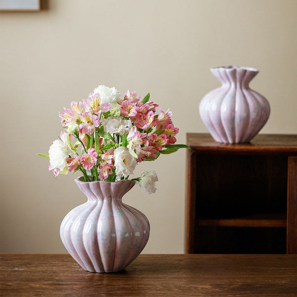 Modern Flower Vase Centerpiece on Table, Handmade Water Holding Flower Vases, Porcelain Flower Vases, Ceramic Bouquet Vases-LargePaintingArt.com