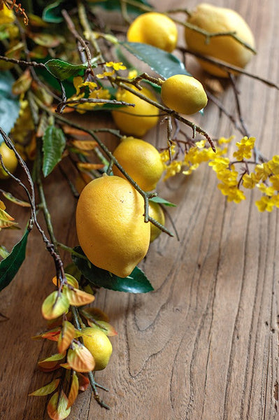 Lemon Branch, Fragrans stems, Fern leaf, Creative Flower Arrangement Ideas for Home Decoration, Unique Artificial Flowers, Simple Artificial Floral for Dining Room Table-LargePaintingArt.com
