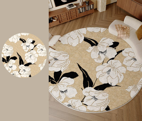 Bedroom Abstract Modern Area Rugs, Circular Modern Rugs under Chairs, Geometric Round Rugs for Dining Room, Contemporary Modern Rug for Living Room-LargePaintingArt.com