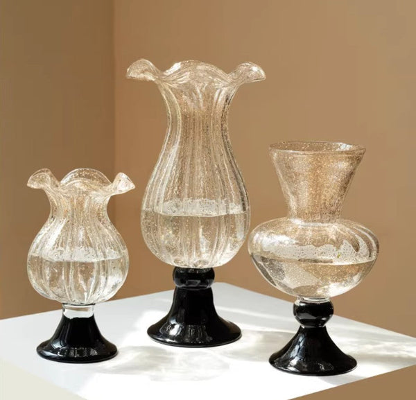 Mid Century Vases for Flowers, Contemporary Glass Vases, Handmade Modern Vases for Living Room, Unique Decorative Glass Vase, Centerpiece Vases on Table-LargePaintingArt.com