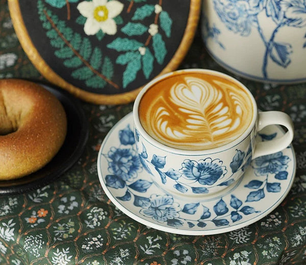 Traditional Tea Cup Set, Porcelain Tea Cups, Floral Tea Cup Set, Classic British Tea Cups, Elegant Tea Cup With Saucer, Ceramic Tea Cup with Saucer, Tea Cup Set, Vintage Tea Cup Set, Modern Ceramic Cups-LargePaintingArt.com