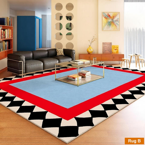 Living Room Contemporary Modern Rugs, Geometric Modern Rugs, Modern Carpets under Coffee Table, Colorful Modern Rugs for Bedroom-LargePaintingArt.com